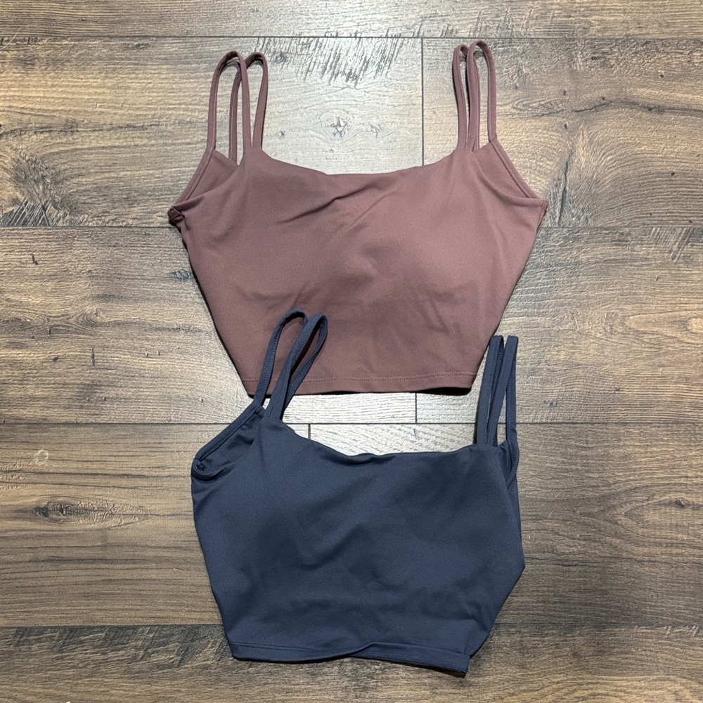 HALARA Double Straps Backless Twisted Cropped Yoga Tank Top - plum & night sea